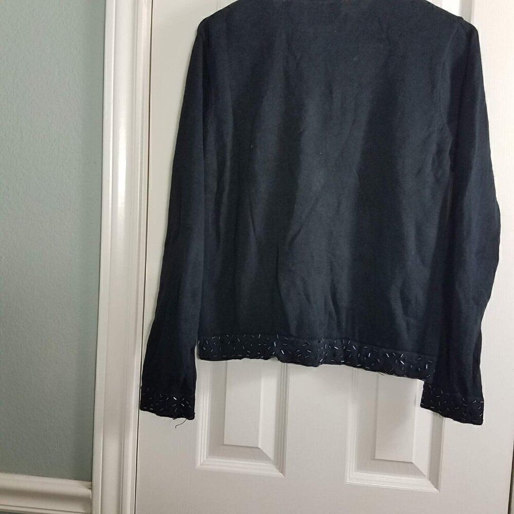 Kathie Lee Collection S Elegant Cardigan Black Be… - image 2